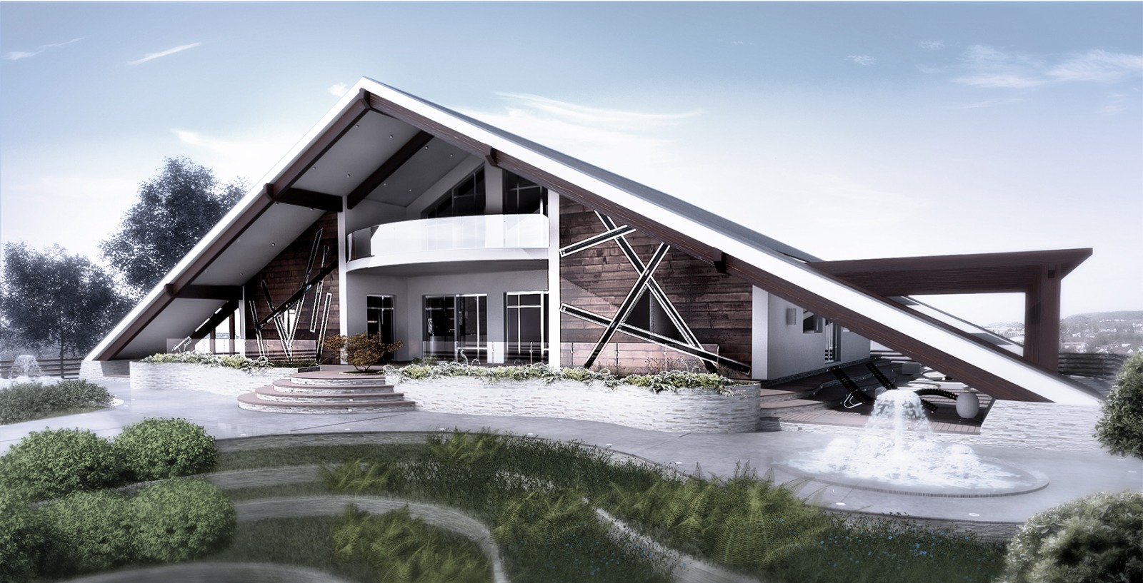 Wooden private residence exterior in daylight