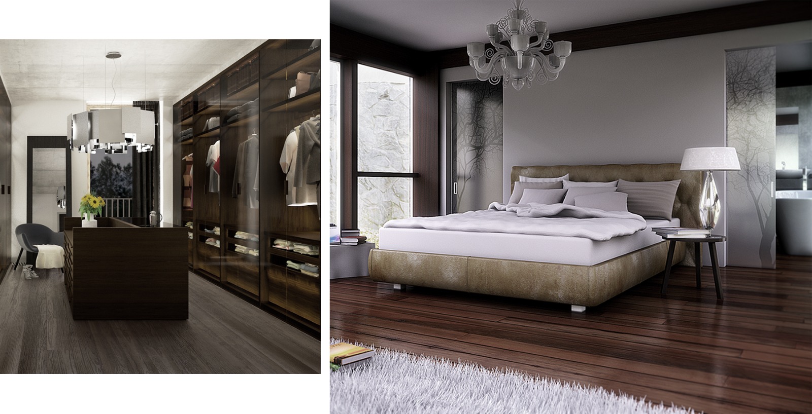 Dressing room and principal bedroom interiors