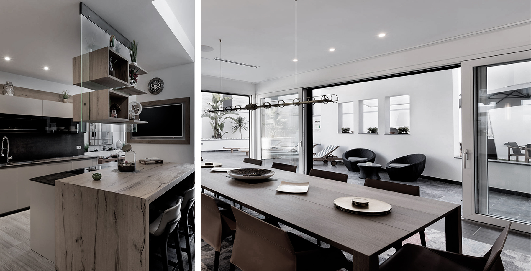 Open-plan kitchen and dining
