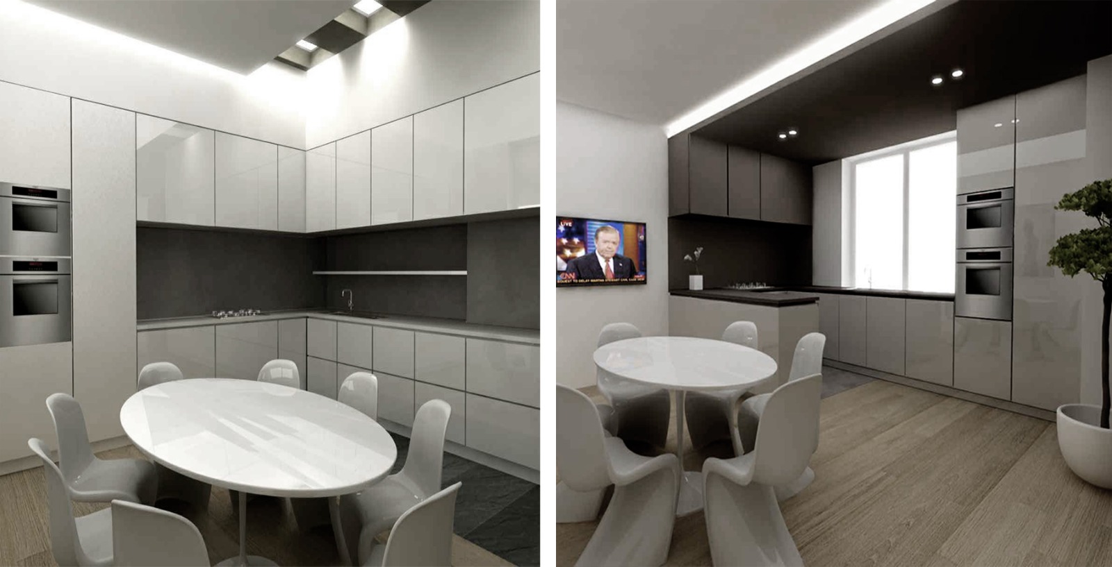 Gloss kitchen and dining schemes