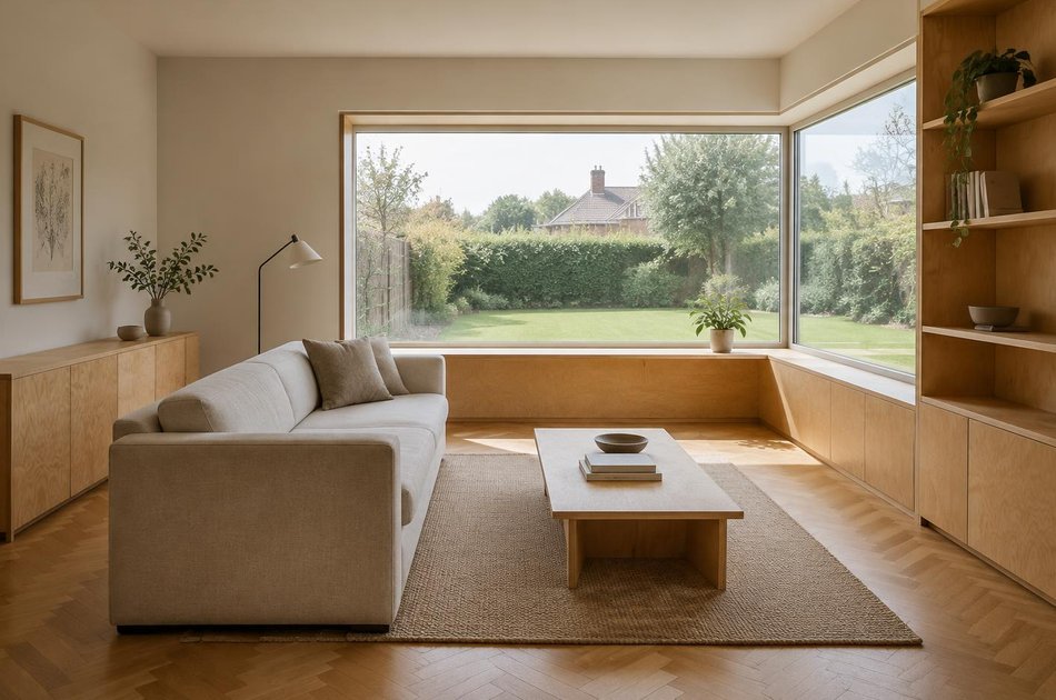 Contemporary living space opening onto a garden in Addiscombe