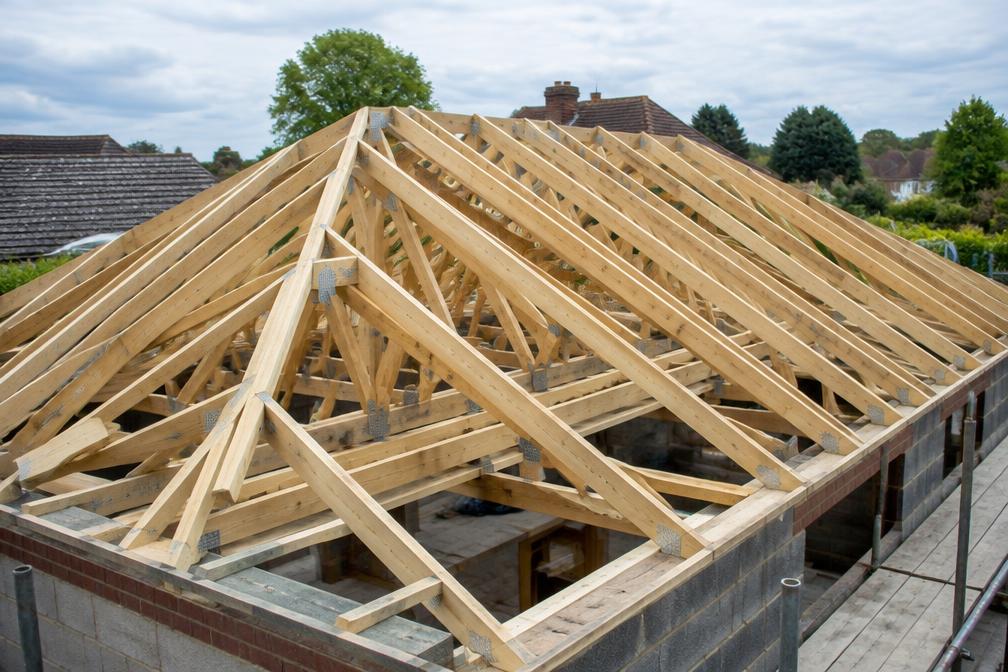 New timber roof trusses on a bungalow extension in Barkingside