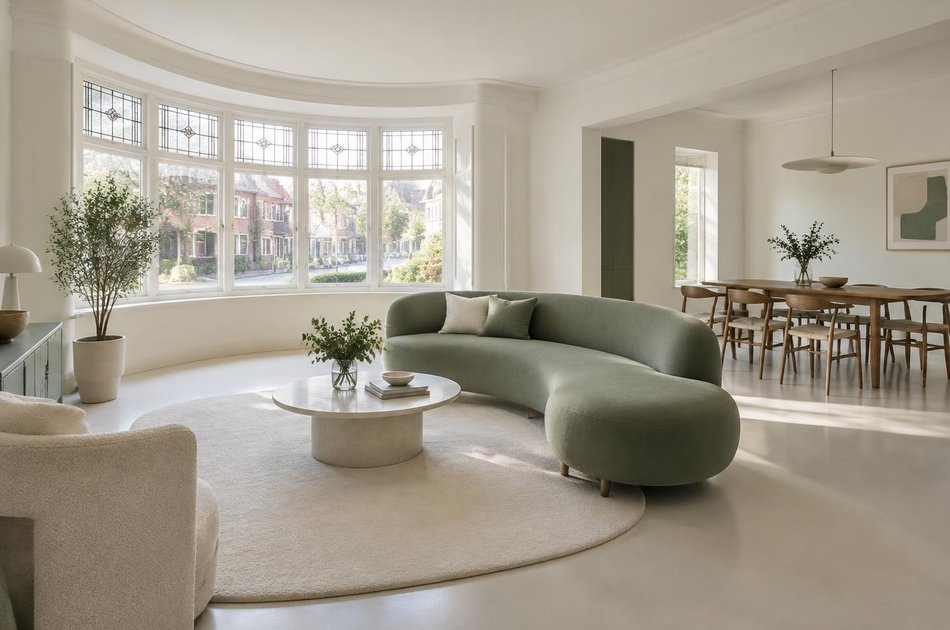 Refurbished modern interior with a retained period feature in Barn Hill