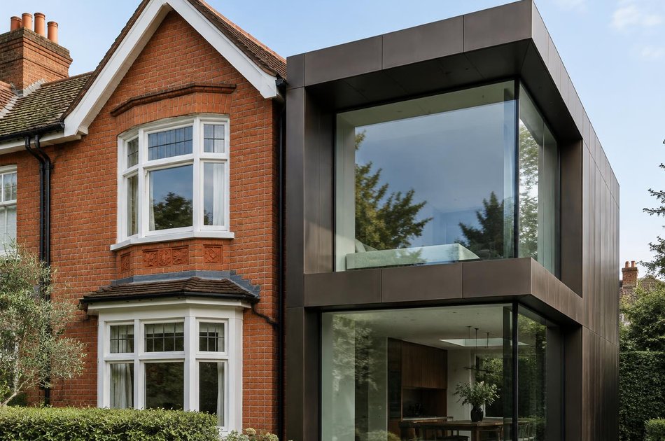 Period facade beside a new contemporary extension in Barnet