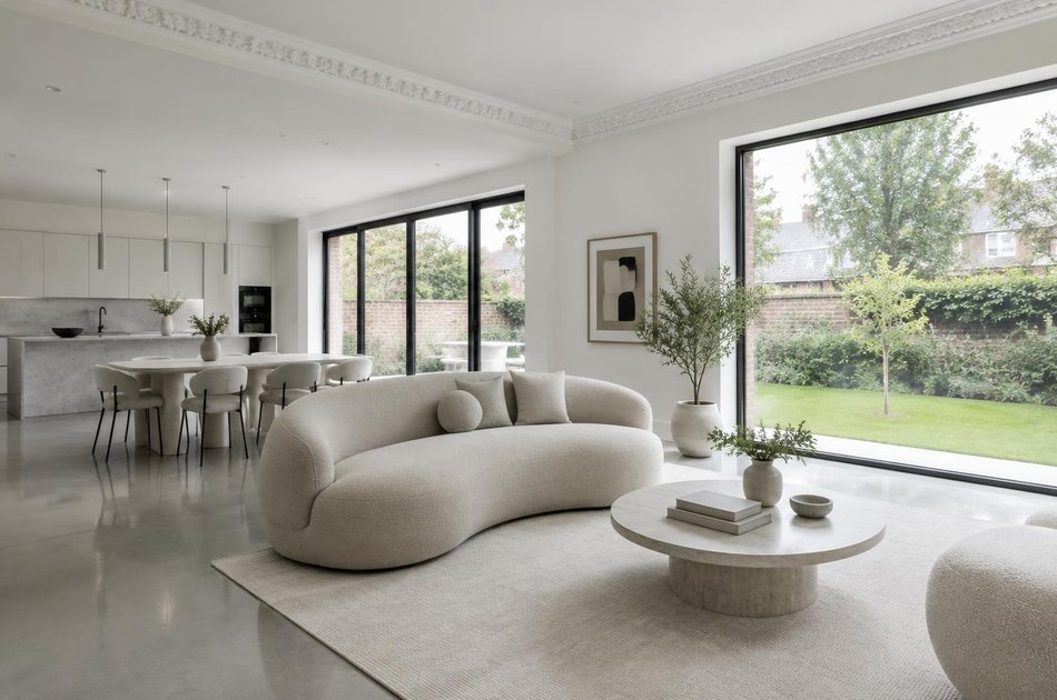 Refurbished modern interior with a retained period feature in Barnet