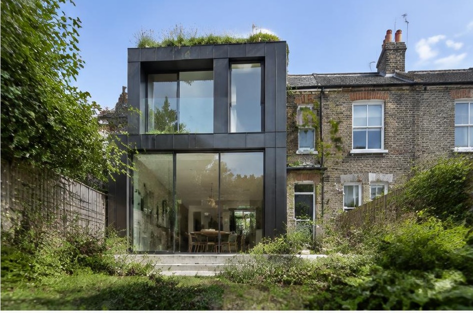 Contemporary glazed garden extension behind a period home in Balham