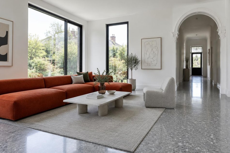 Refurbished modern interior with a retained period feature in Beckenham
