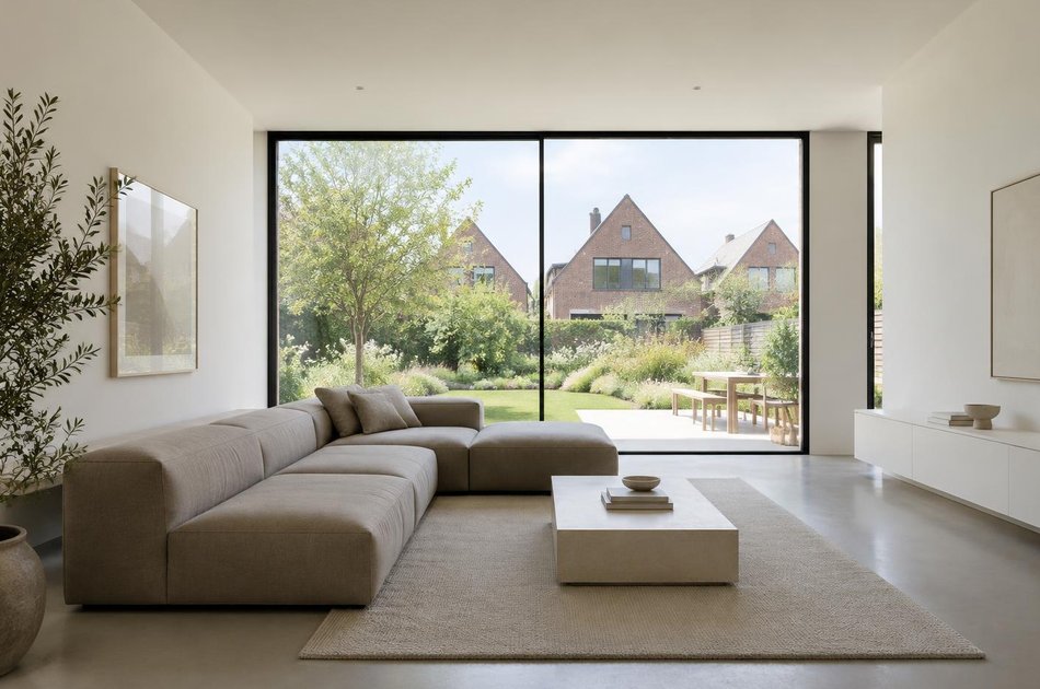 Contemporary living space opening onto a garden in Bedford Park