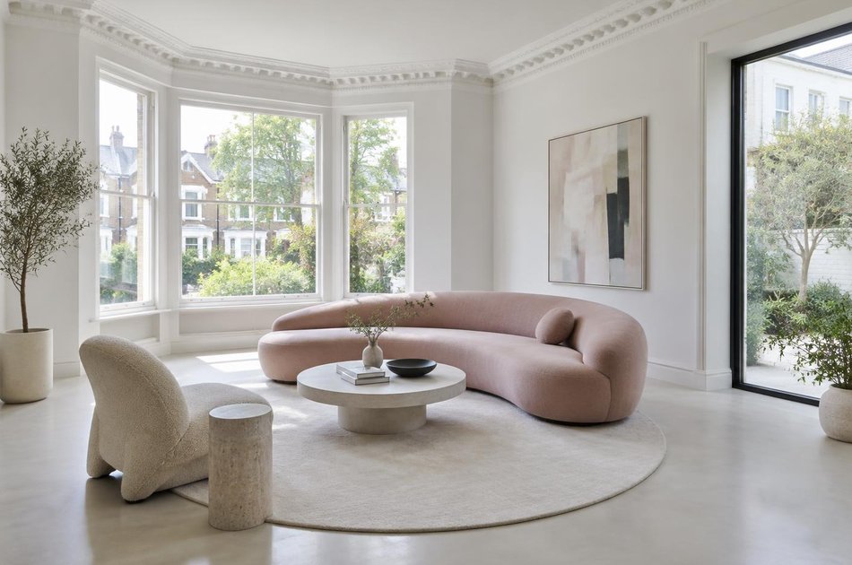 Refurbished modern interior with a retained period feature in Bickley