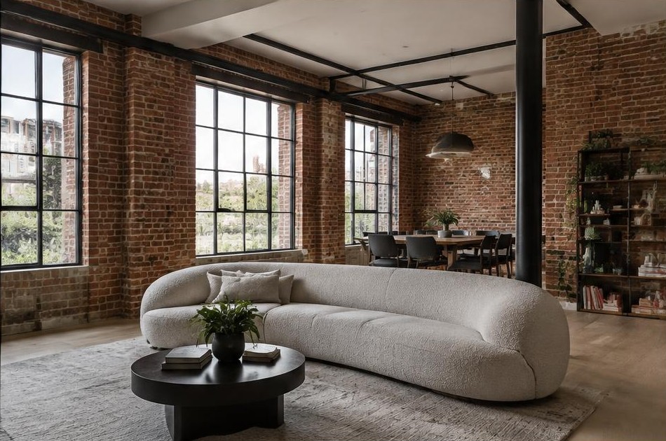 Contemporary refurbished living room with local garden views in Bow