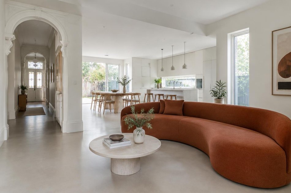 Refurbished modern interior with a retained period feature in Brent