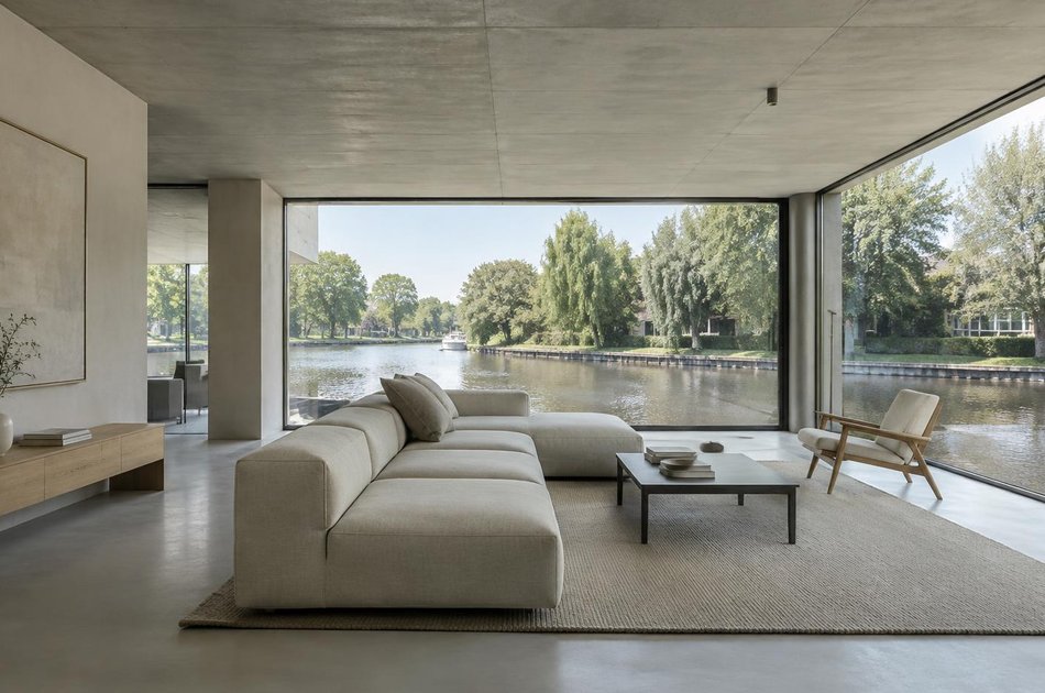 Contemporary living space opening onto a garden in Brentford