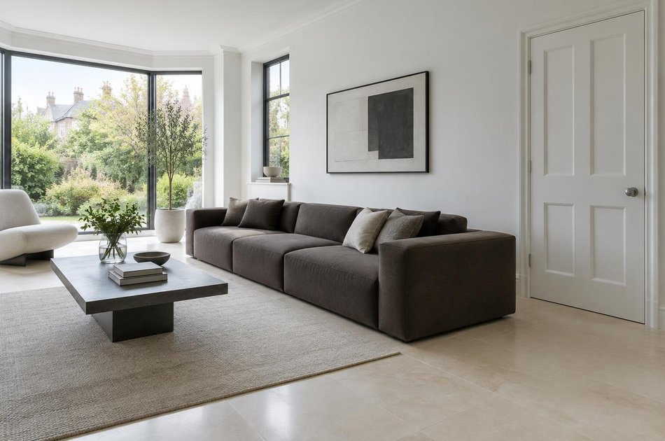 Refurbished modern interior with a retained period feature in Bromley