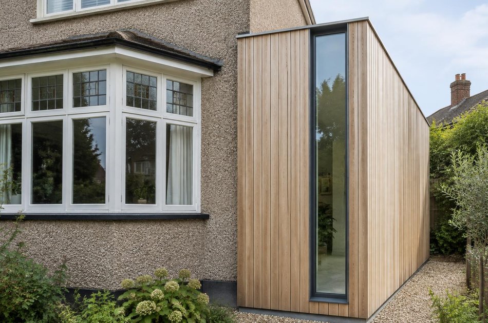 Period facade beside a new contemporary extension in Bromley Town