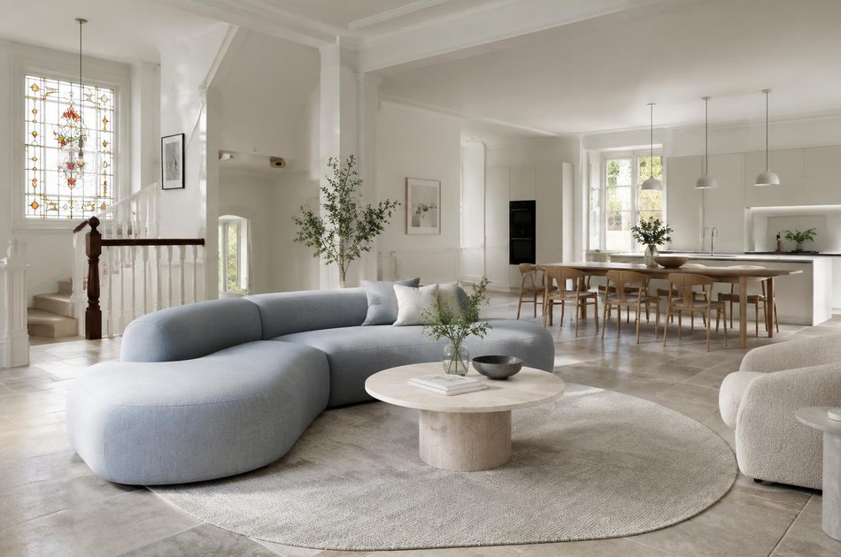 Refurbished modern interior with a retained period feature in Brondesbury
