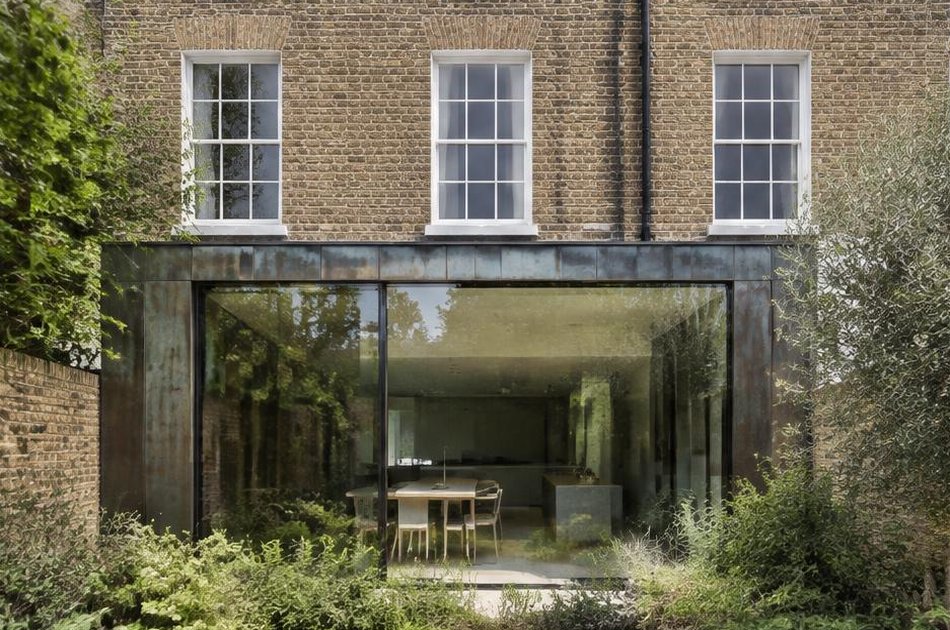 Retained historic facade beside a bold contemporary addition in Canonbury