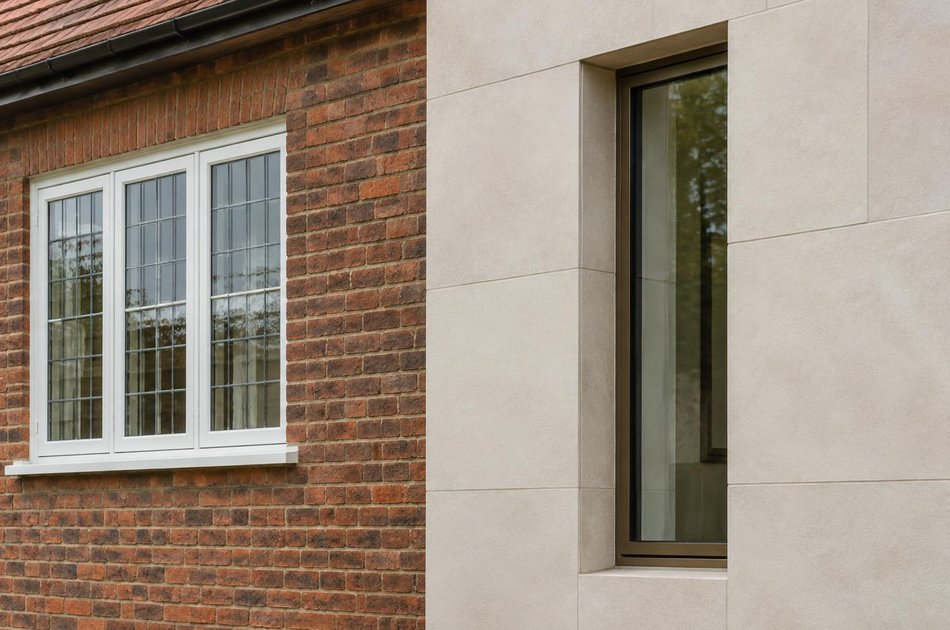 Period facade beside a new contemporary extension in Canons Park