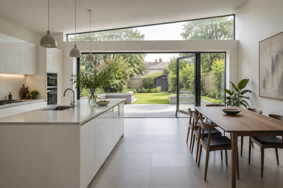 Contemporary kitchen extension opening onto a garden in Catford