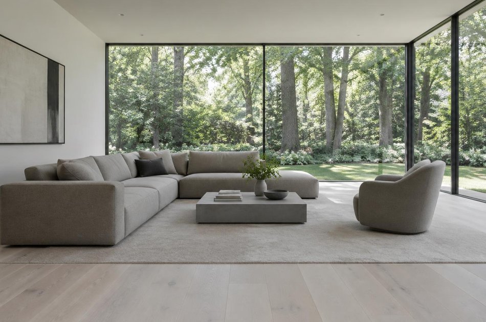 Contemporary living space opening onto a garden in Chislehurst