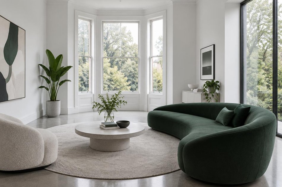 Refurbished modern interior with a retained period feature in Chislehurst