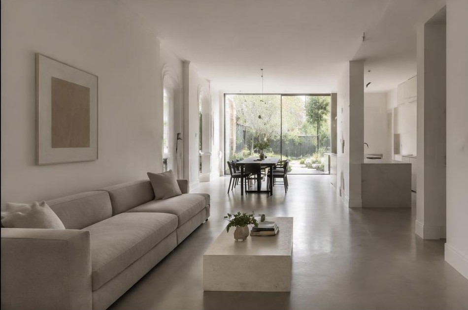 Contemporary refurbished living room with local garden views in Clapton