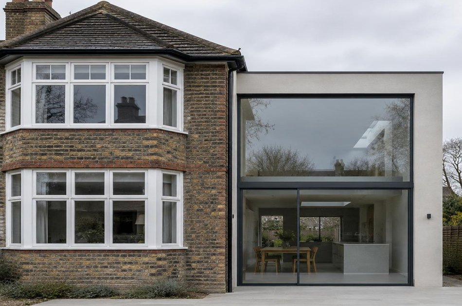 Period facade beside a new contemporary extension in Cockfosters