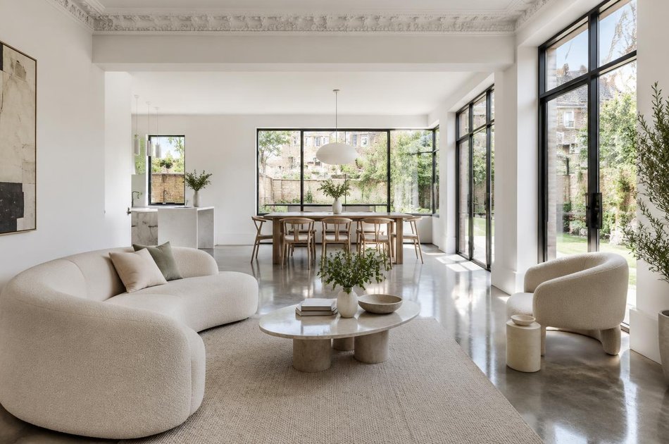 Refurbished modern interior with a retained period feature in Croydon