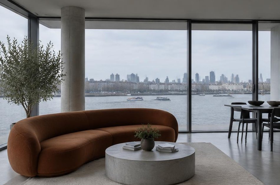 Riverside apartment with glazing onto the Thames in Deptford