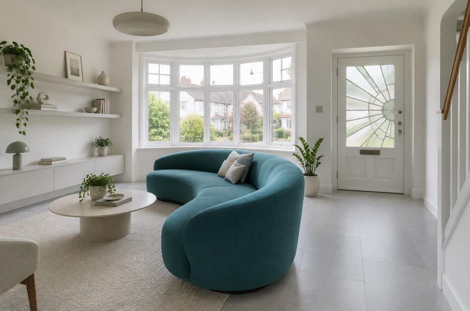 Refurbished modern interior with a retained period feature in Elm Park