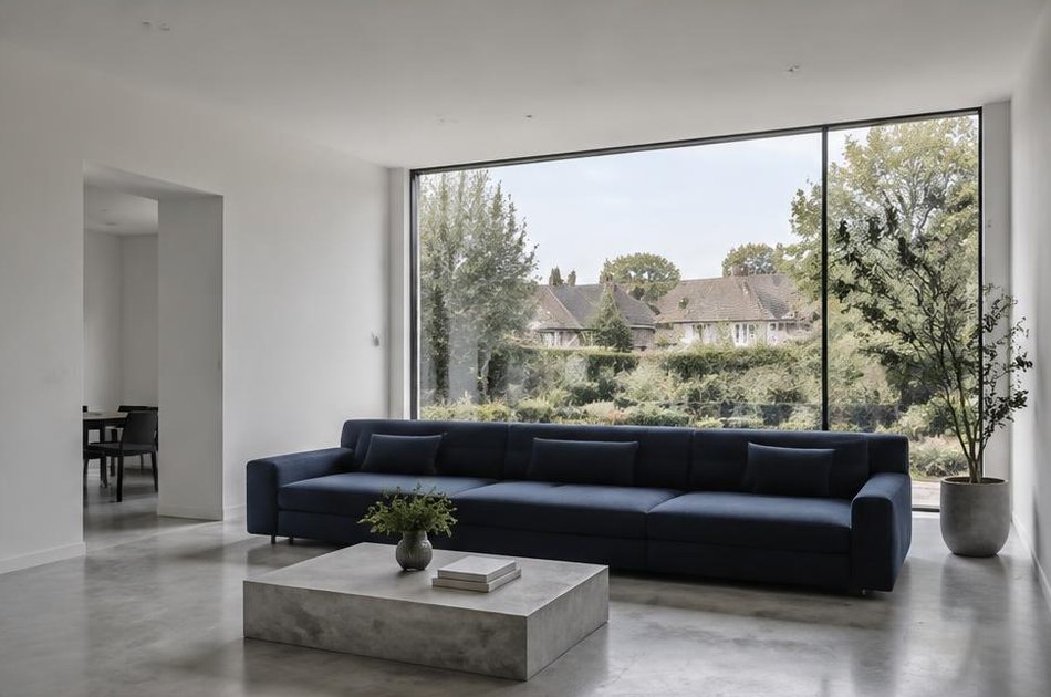 Refurbished interior with wide garden window in Eltham