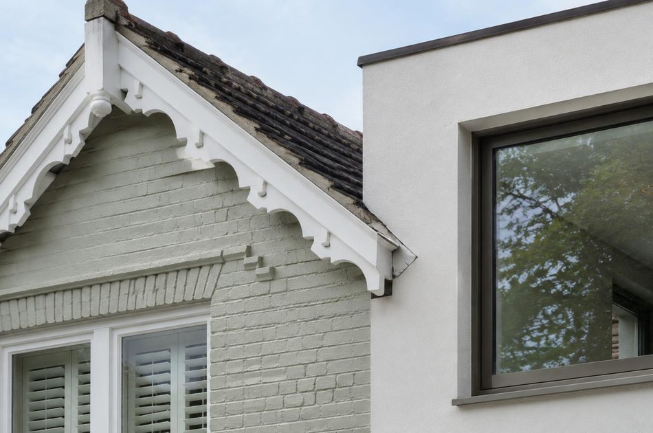 Period facade beside a new contemporary extension in Emerson Park