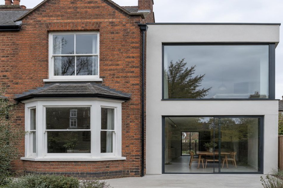 Period facade beside a new contemporary extension in Enfield