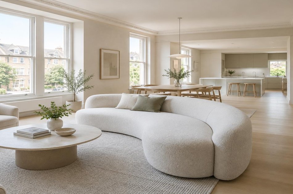 Refurbished modern interior with a retained period feature in Enfield