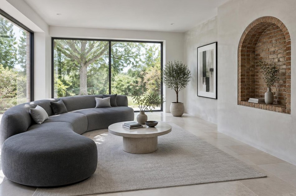 Refurbished modern interior with a retained period feature in Farnborough