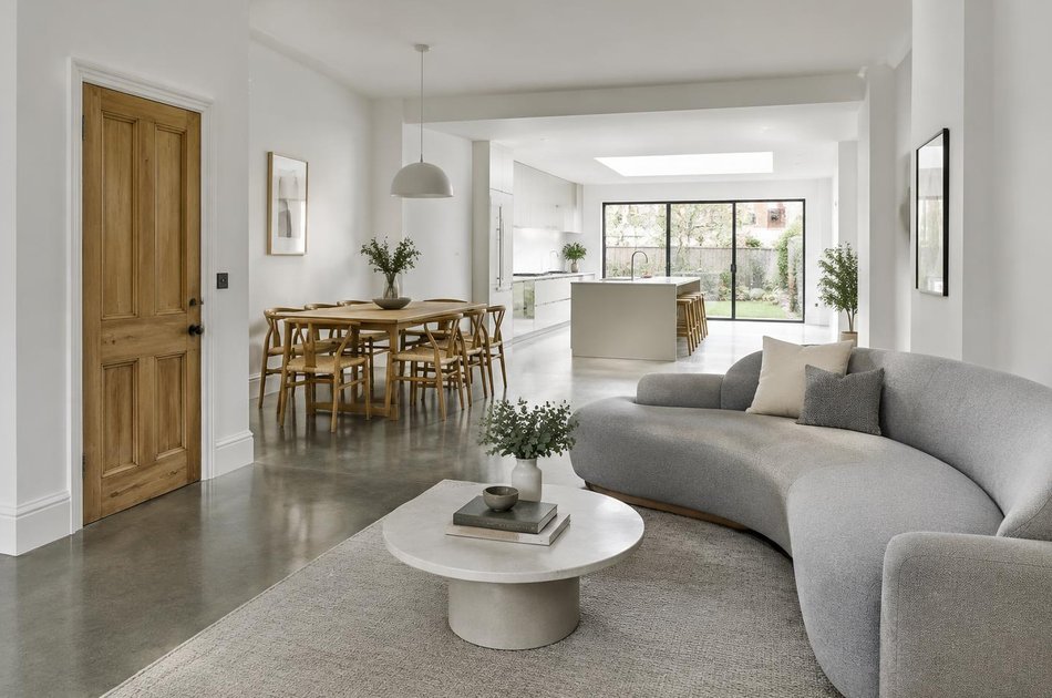 Refurbished modern interior with a retained period feature in Feltham