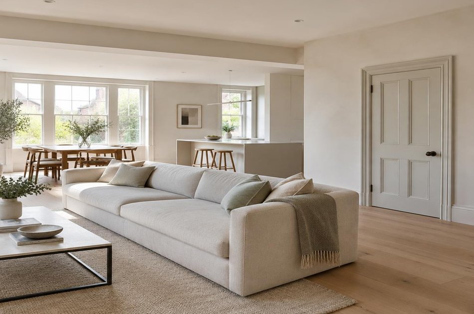 Refurbished modern interior with a retained period feature in Forty Hill