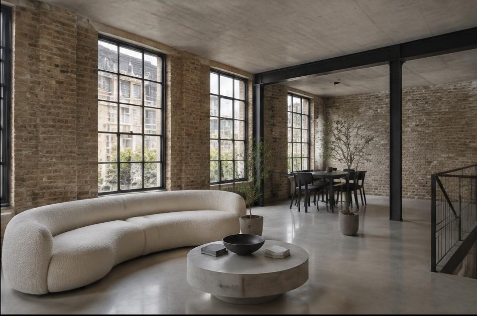Contemporary refurbished living room with local garden views in Hackney