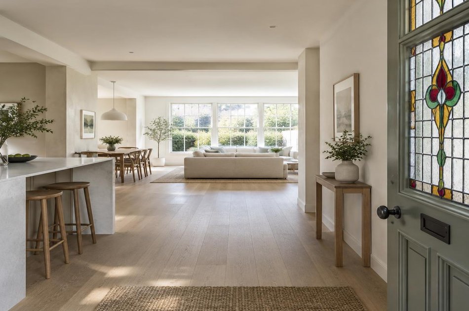 Refurbished modern interior with a retained period feature in Hadley Wood