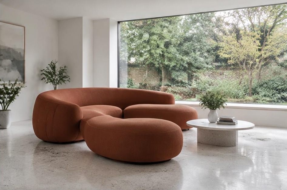 Contemporary refurbished living room with local residential garden views in Ham
