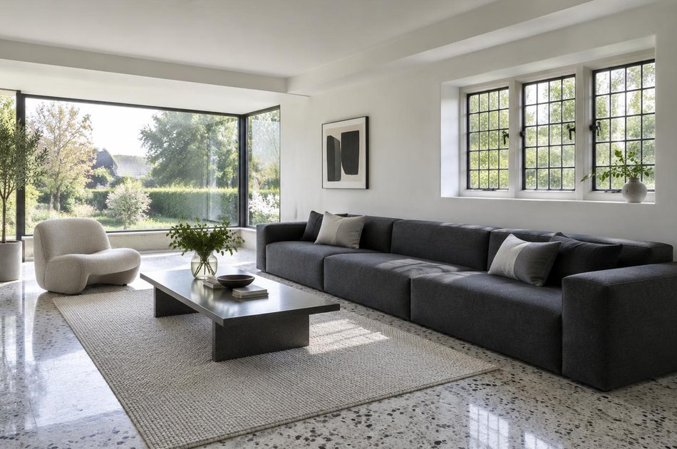 Refurbished modern interior with a retained period feature in Hampstead Garden Suburb
