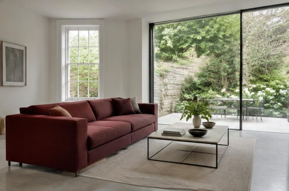 Contemporary refurbished interior with broad garden glazing in Hampstead