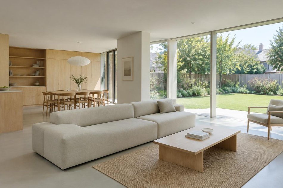 Contemporary living space opening onto a garden in Harold Hill