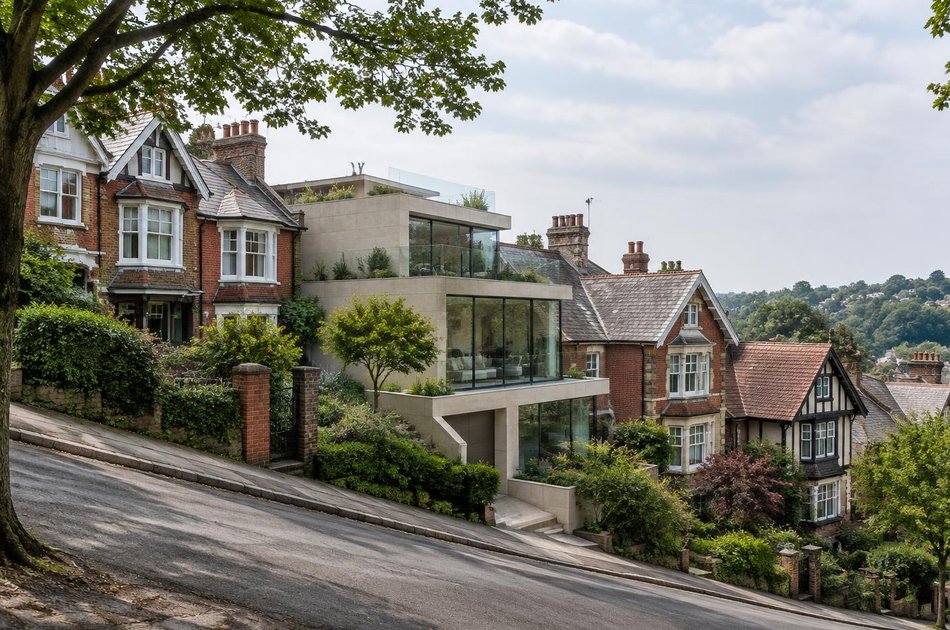 Contemporary house on a residential street in Harrow on the Hill