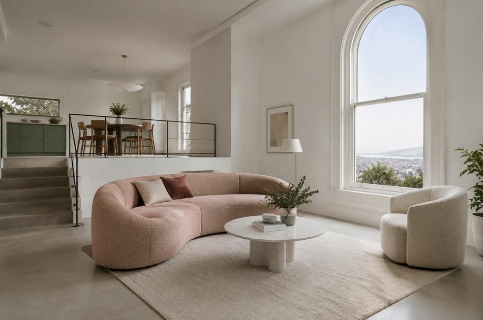 Refurbished modern interior with a retained period feature in Harrow on the Hill