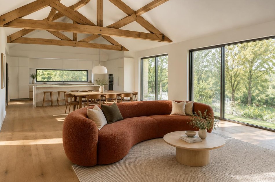 Refurbished modern interior with a retained period feature in Harrow Weald
