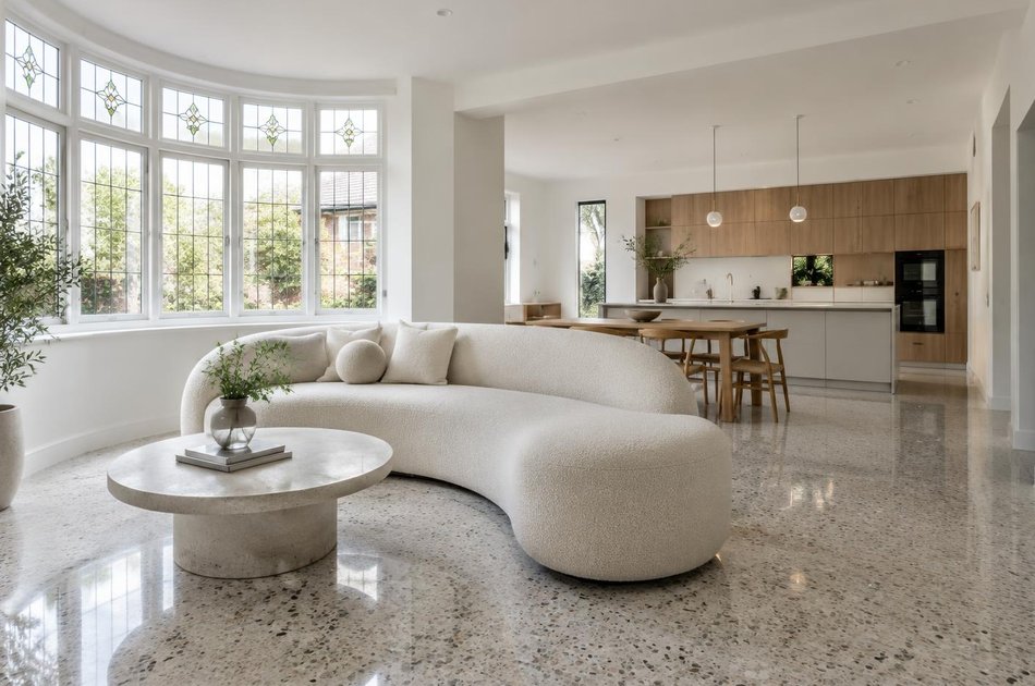 Refurbished modern interior with a retained period feature in Havering