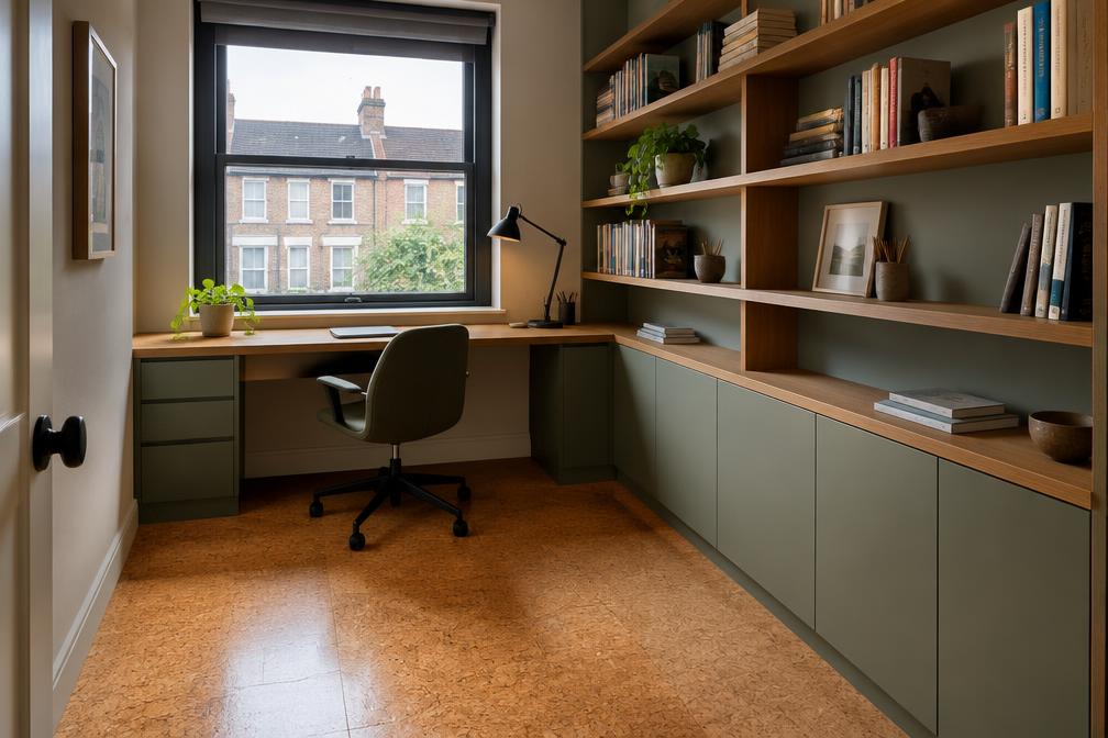 Refurbished modern home office in a terraced house in Hayes