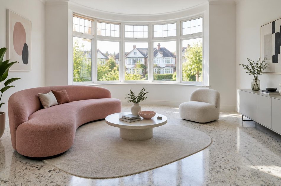 Refurbished modern interior with a retained period feature in Hendon