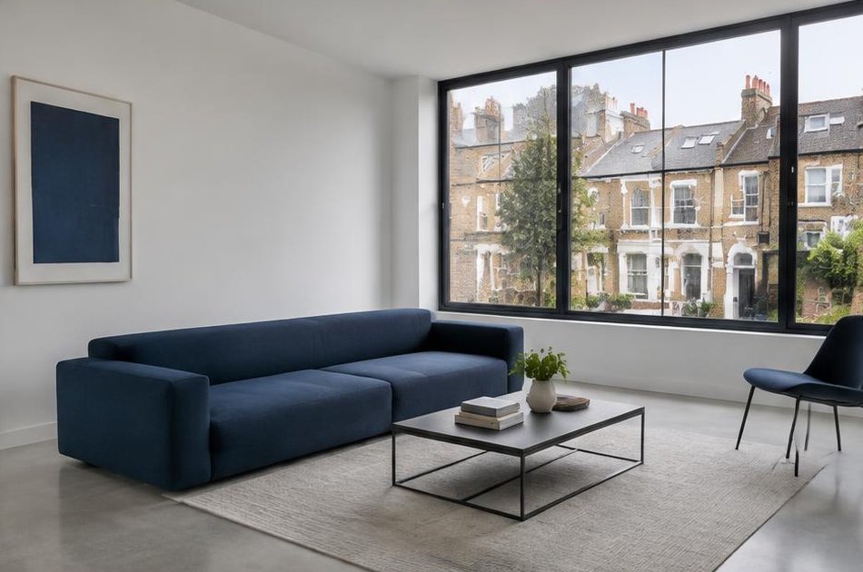 Pared-back refurbished interior with broad glazing in Holloway