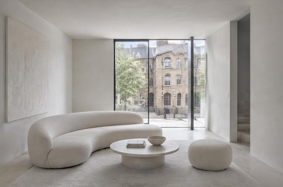 Pared-back refurbished interior with broad glazing in Islington